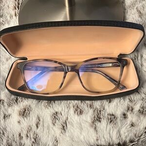Stylish Gray Tortoise Blue Light Eyeglasses with Case (non prescription)